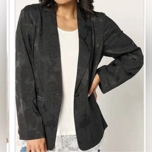 NWT LOGO Button Front Shawl Collar Jacquard Blazer Phantom size Large
